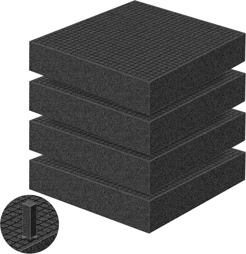 ToLanbbt 4P Pick and Pluck Pre Cubed Foams, 12 x 12 x 2 IN Customizable Pick Apart Foams Polyurethane Sheets Inserts, Pre Cutted Case Foams Pads for Board Game Tool Interlock Box Camera Storage Drawer - Image 1